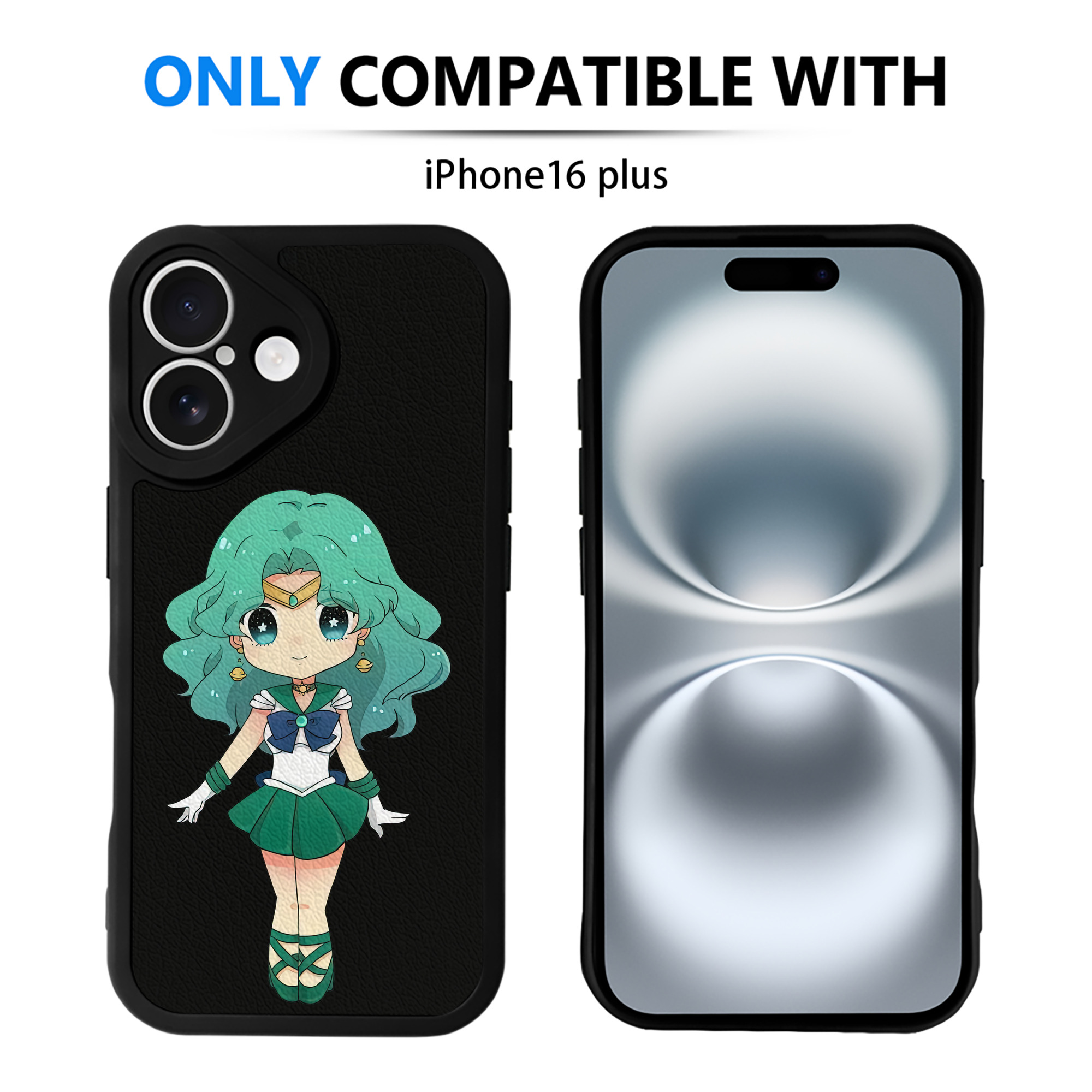 （画像用） 美少女戦士セーラームーン 海王 みちる（かいおう みちる） Sailor Moon Kaiou Michiru 【iPhone 16シリーズ対応】シリコンスマホケース（レザー調） 材質：シリコン